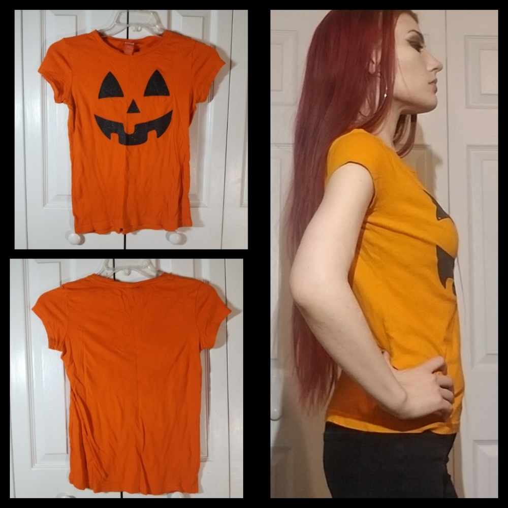 Glittery Pumpkin Halloween Tshirt